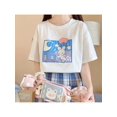 thumbnail image 2 of Women Style Kawaii Fashion Pastel Gothic Clothes Soft Crewneck Cartoon Bunny with Balloon Print T-Shirt TEE TOP, 2 of 8