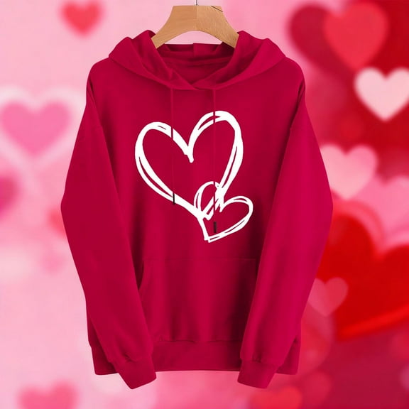 Elvqul Womens Sweatshirts Plus Size Pullover Hoodies Shirts Holiday Valentines Oversized Graphic Sweatshirts for Women Loose