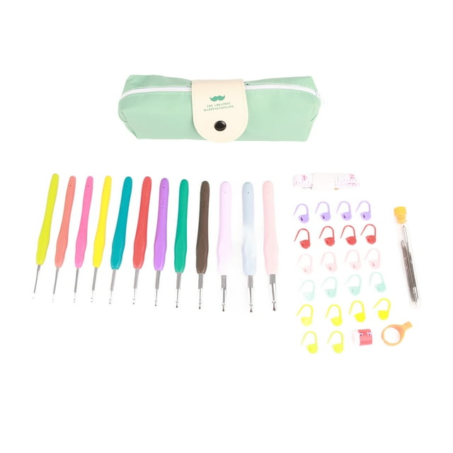 Crochet Hooks, Small 46pcs Ergonomic Crochet Set Colored Practical for Knitting
