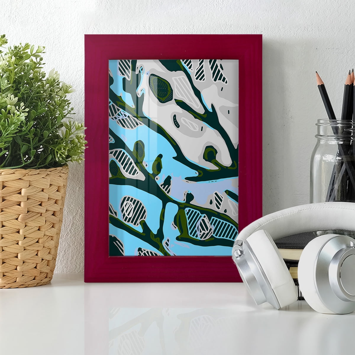 Abstract Tree Limbs I -Framed Print w/glass-Cherry Red