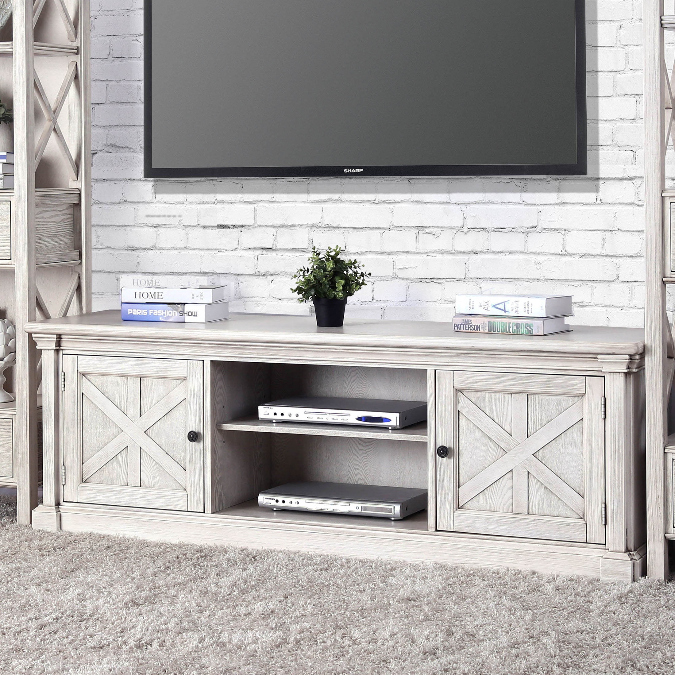 Furniture of America Randall TV Stand for TVs up to 80", Antique White