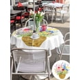 thumbnail image 5 of Outdoor Tablecloth with Umbrella Hole for Patio/Picnic/Party/Camping, Spring Flowers Basket Waterproof Table Cloth Round Cover Washable, Colorful Floral Botanical Leaves (Dia 60"), 5 of 8