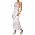 thumbnail image 4 of Qiylii Women's Bodycon Midi Corset Dresses Spaghetti Strap Satin Sleeveless V-Neck Formal Maxi Long Evening Party Dress, 4 of 9