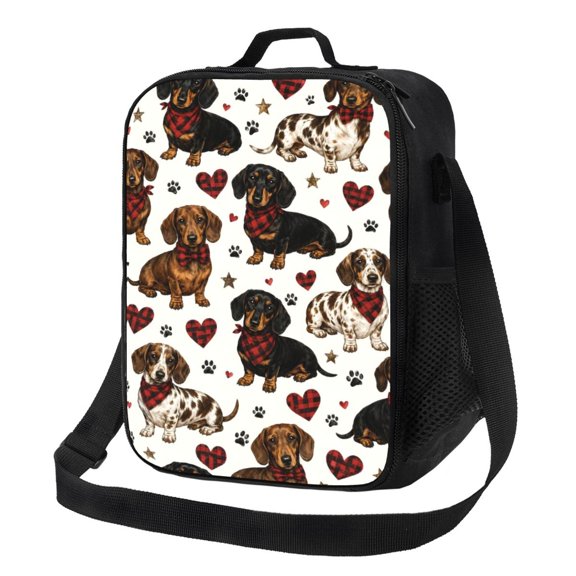 Dachshund Dog Lunch Bag Insulated Thermal Lunch Box with Shoulder Strap & Handle for Women and Men