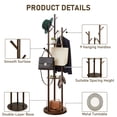 thumbnail image 4 of YUCHANG Freestanding Rotary Coat Rack with 3 Shelves and 9 Hooks for Coats, Scarves, Handbags, Coat Tree for Bedroom, Entryway, Livingroom (Walnut), 4 of 9