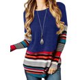 thumbnail image 1 of MAWCLOS Ladies Irregular Hem Color Block Pullover Loungewear Long Sleeve Tee Blue XL, 1 of 3