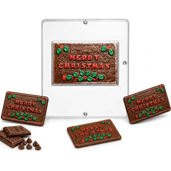 Candy Molds N More Merry Christmas Bar Plastic Chocolate Candy Mold (2016)