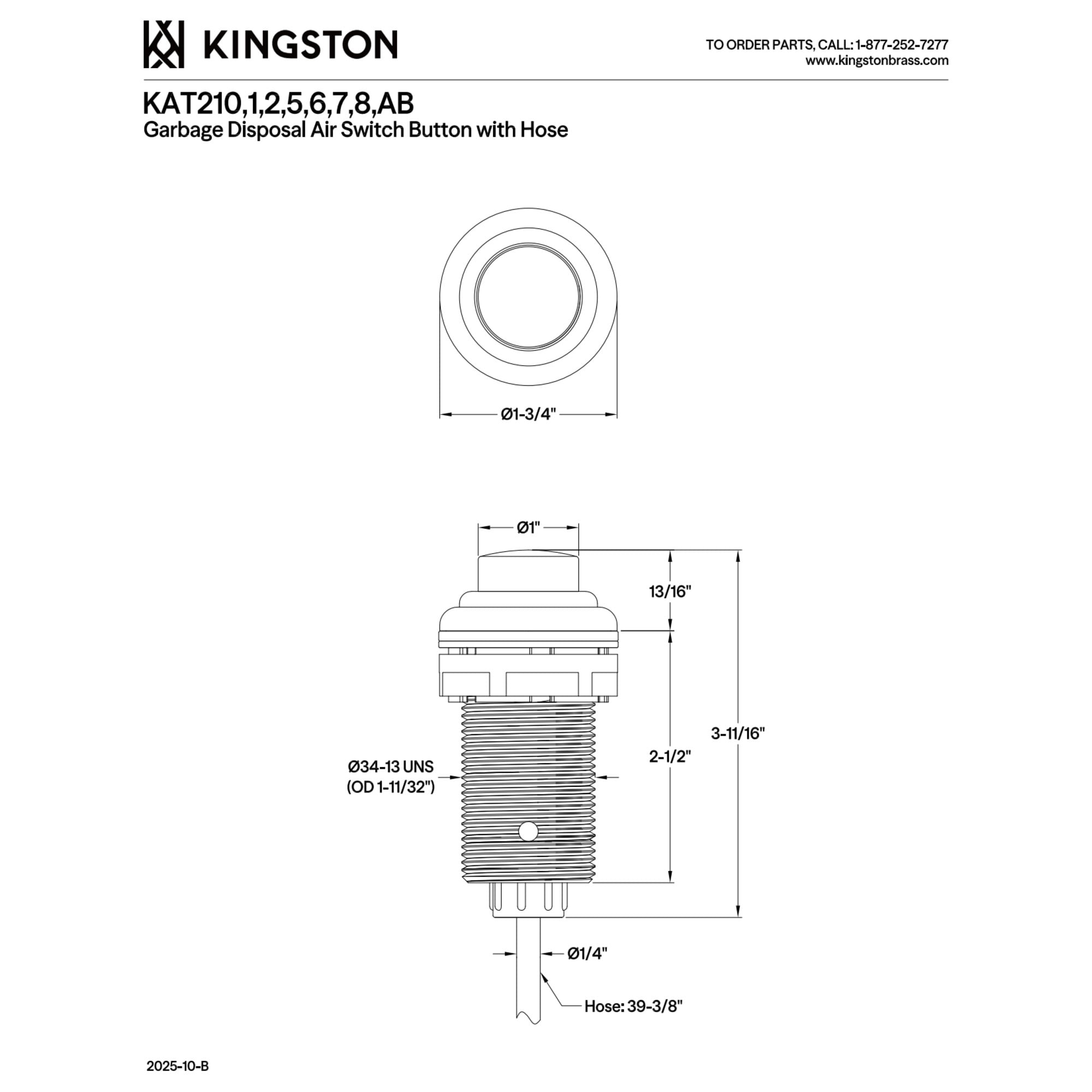 Kingston Brass KAT215 Trimscape Garbage Disposal Air Switch Button in Oil Rubbed Bronze