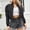 Black, variant on Womens Cropped Puffer Jacket Winter Long Sleeve Stand Collar Zip Up Warm Bubble Coat with Pockets Y2K Outerwear Thick Padded Fashion Streetwear