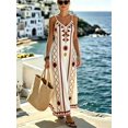 thumbnail image 4 of Womens Multicolor Boho Geometric Print Spaghetti Strap Maxi Dress, 4 of 4