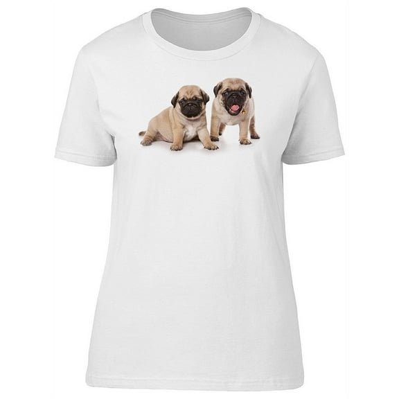 Adorable Puppy Pugs T-Shirt Women -Image by Shutterstock, Female Medium