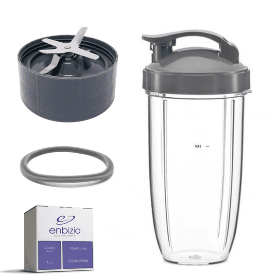 Enbizio Replacement Part for NutriBullet 600W 900W Cross Blade and Gasket with Large 32 Ounce Cup and Lid Kit