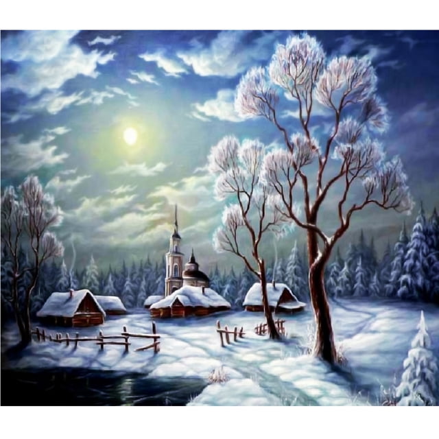 Taladro completo Escena de nieve 5D Diamante DIY Pintura Artesanía Decoración para el hogar FLhrweasw Nuevo