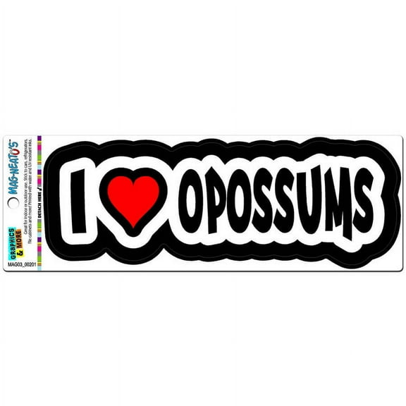 I Love Heart Opossums Automotive Car Refrigerator Locker Vinyl Magnet