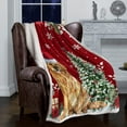 Christmas Santa Dog Sherpa Fleece Blanket, Warm Cozy Plush Flannel
