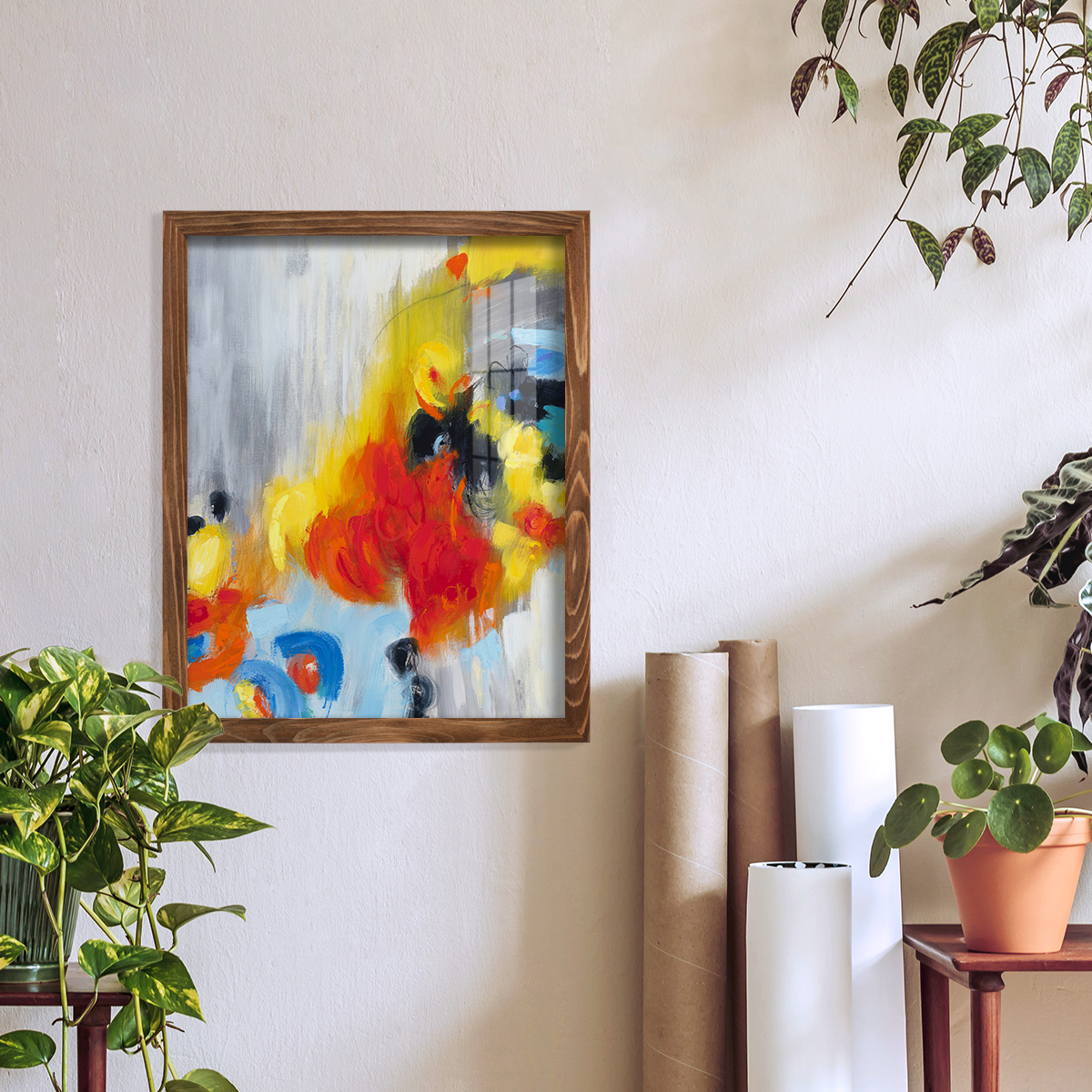 In the Loop I -Framed Print w/glass-Walnut