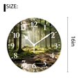 thumbnail image 2 of 16 Inch Wall Clock Battery Operated Silent Clock Decorative for Office, Kitchen, Outdoor, Living Room，forest in Spring Time Sunset Moss Woods Leaf Fantasy View Style, 2 of 4