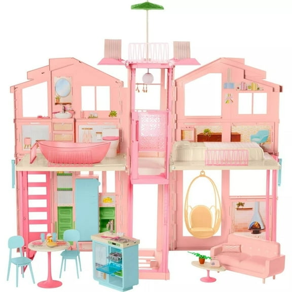 Barbie Hearth & Hand Townhouse Playset with 3 Levels & 40  Pieces Including Furniture & Accessories