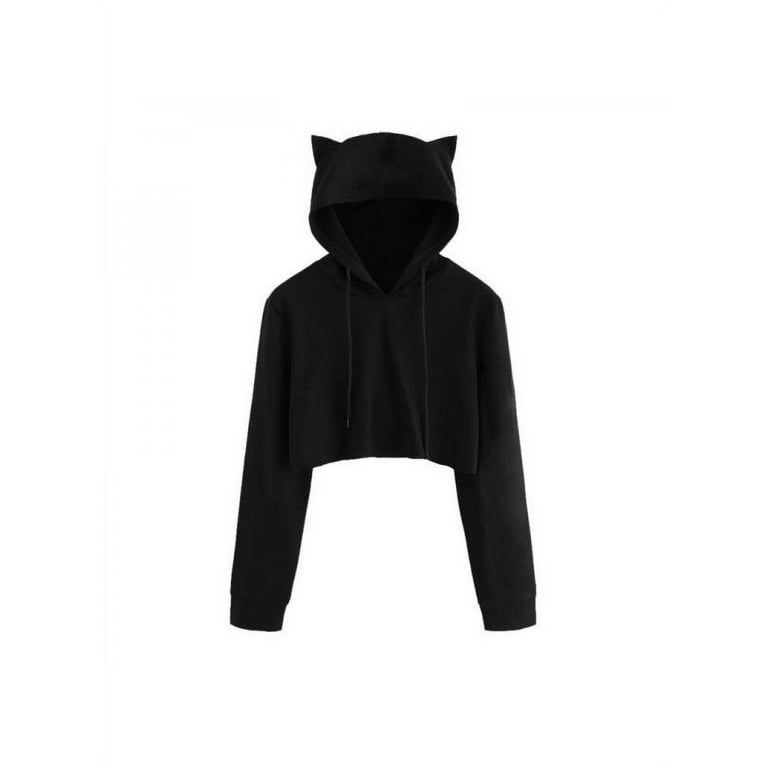 Cat crop hoodie sale