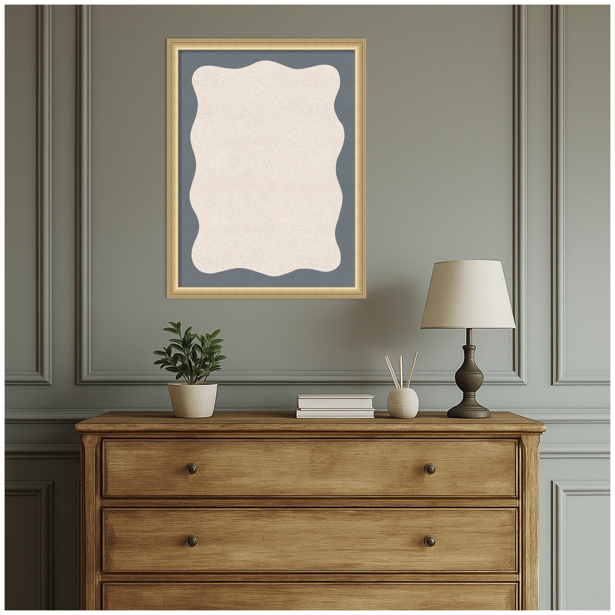 Kate and Laurel Framed Fabric Pinboard 20 x 26,  Printed Linen Classic Bulletin Board for Use as a Vision Board or Wall Organization, Florence Gold Frame