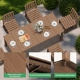 thumbnail image 4 of SERWALL 7-Piece Outdoor Dining Set , 75" HDPE All Weather Patio Dining Set for 6, Outdoor Table and Chairs with Umbrella Hole, Brown, 4 of 10