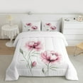 thumbnail image 2 of jejeloiu Ink Aesthetic Art Queen Comforter Set,Retro Rustic Floral Bedding Sets,White Pink Bedding Comforter Set For Kids,Ultra Soft Home Decor Reversible,3pcs, 2 of 8