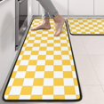 thumbnail image 2 of Kitchen Rugs Sets Of 2,Yellow White Checkerboard Checkered Pattern Anti Fatigue Kitchen Mat Rugs Non Slip Washable,Decorative Kitchen Floor Mats for Kitchen,Sink,Laundry,17"x47"+17"x47", 2 of 5