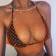 thumbnail image 3 of Playeras,Blusas y Tops,Ropa para Mujer Mujeres Negro Tank Top Diamante de imitación Muslo Club Sujetador sexy Diamante Chaleco Sisa Top corto Malla Crop Tank Chaleco (Orange, L), 3 of 4