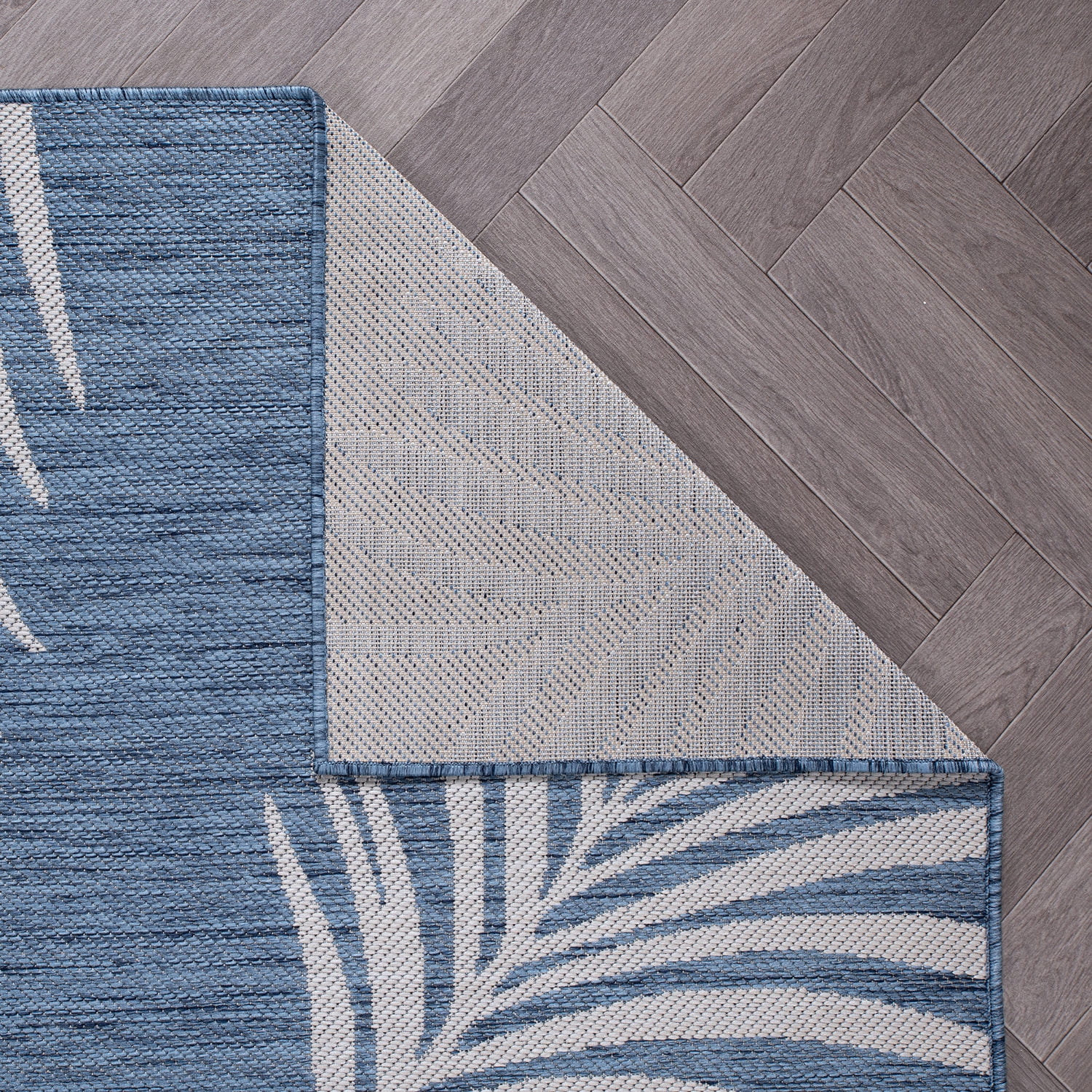 World Rug Gallery Contemporary Palm Leaves Textured Flat Weave Indoor/Outdoor Area Rug - BLUE 2'x7'