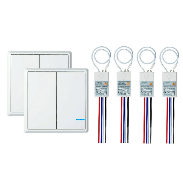 Greencycle 2 Pk 2 Way Wireless Switch 4 Pk Remote Receiver Control Lamp On Off Controller