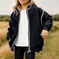 thumbnail image 2 of Odeerbi Kids Girls Winter Coat Baseball Jacket Warm Outerwear Overcoat Solid Color Casual Clothes Spring Jackets Long Sleeve Suits Collars Jackets Black, 2 of 4