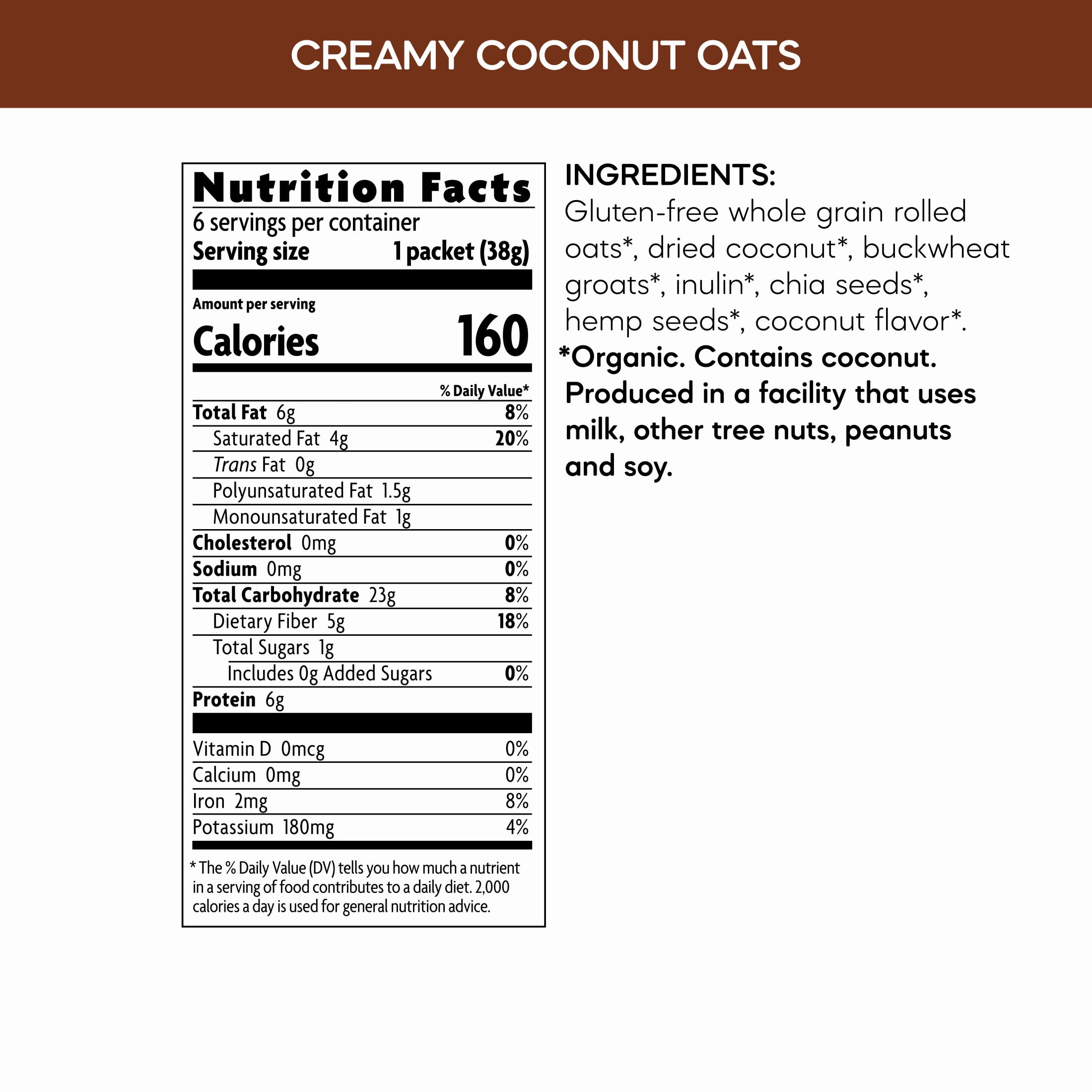 Nature's Path Organic Oatmeal, Creamy Coconut Instant, 8oz Box