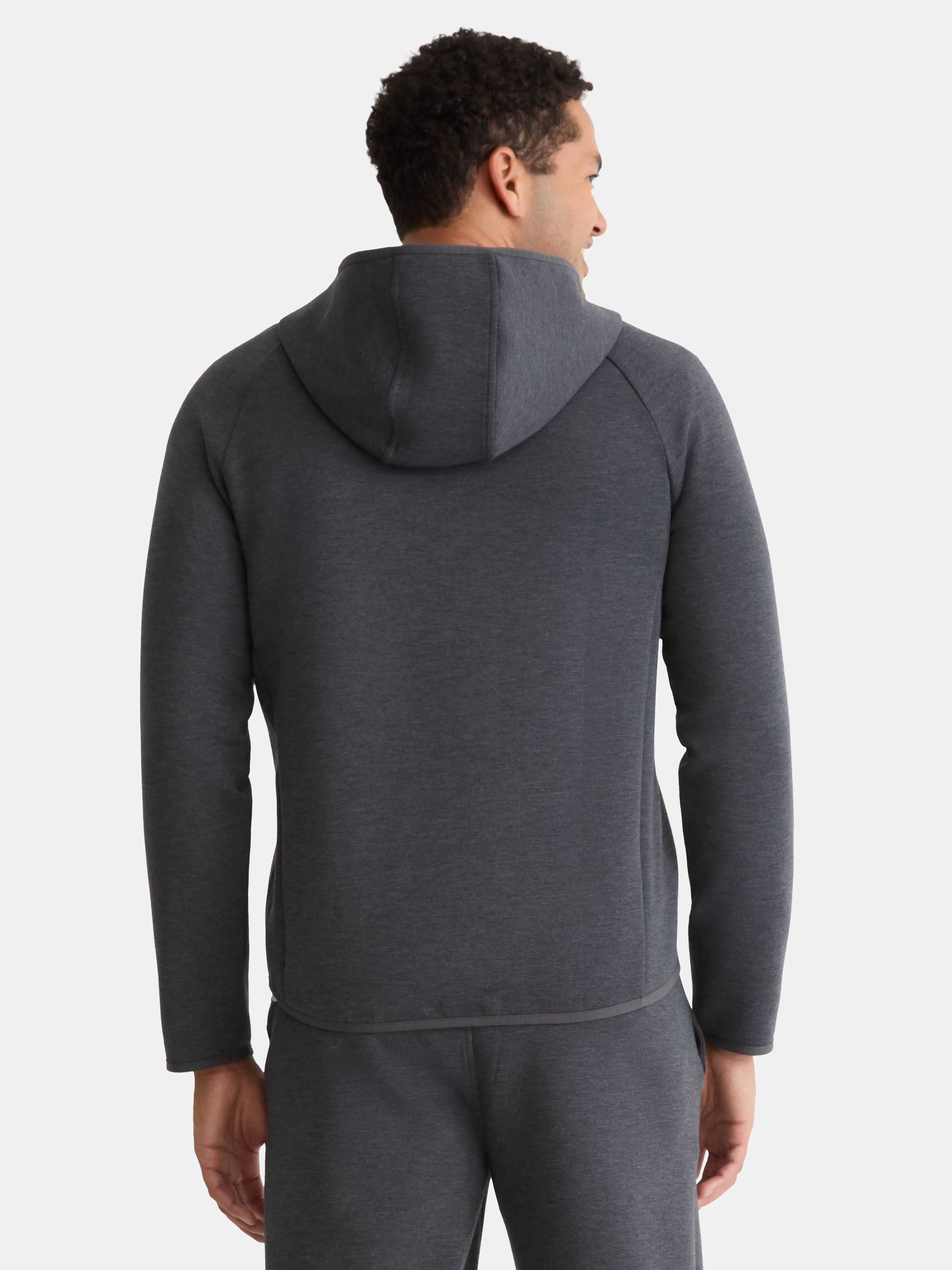 Athletic Works Men's and Big & Tall Fusion Double Knit Full Zip Hooded Sweatshirt Jacket, Sizes S-5XL