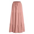 thumbnail image 6 of RFQWOVSR Women Flowing A-Line Maxi Skirt Slit Tie Waist Solid Color Elastic Waistband Lightweight Boho Summer Beach Casual XXXL, 6 of 6