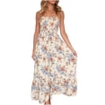 thumbnail image 2 of SMihono Robe Maxi Bohème d'Été pour Femmes Grande Taille Robe Maxi Longue d'Été pour Femmes Bohème à Imprimé Floral Sans Bretelles pour Fête Robe de Plage Évasée, 2 of 4