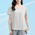 thumbnail image 2 of Lzobxe Women's Tops Women‘s Casual Oversize Solid Round-Neck Hooded Short Sleeve Blouse T-shirt,Sizes S-2XL, 2 of 6