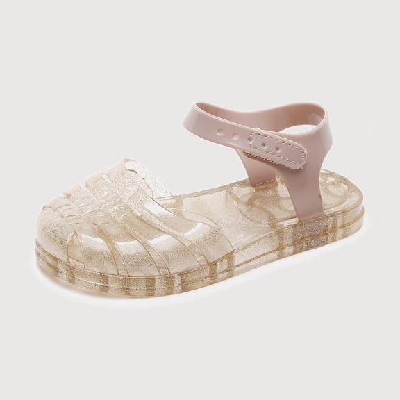 Gyujnb Girls Glitter Jelly Sandals Soft Sole Casual Footwear, Adjustable Strap Closed Toe Water Shoes (Toddler, Little Girls),4.5-5 Years