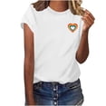 thumbnail image 1 of Wzzjkit T-Shirt Femme Col Rond en Forme de Cœur Imprimé Manches Courtes Décontracté Ample, 1 of 5