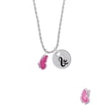 thumbnail image 2 of Delight Jewelry Silvertone Translucent Hot Pink Flying Butterfly Silvertone Script Initial Disc - & - Charm Necklace, 20"+3", 2 of 4
