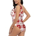 thumbnail image 5 of Yiaed Plaid Heart Print Women One Piece Swimsuits Tummy Control One Shoulder Bathing Suits Pattern Ruffle Swimwear-X-Large, 5 of 8