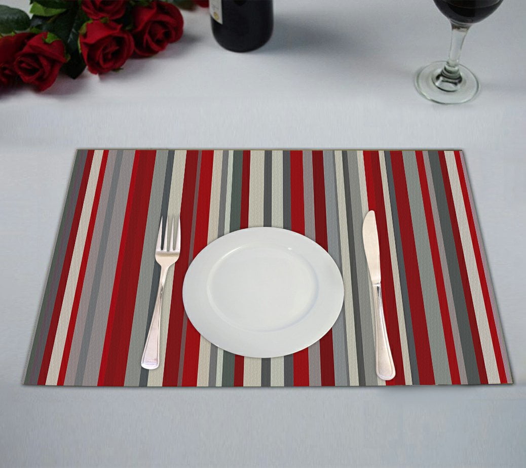 GCKG Red gray vertical stripes Placemat 12x18 inches Set of 2 Walmart