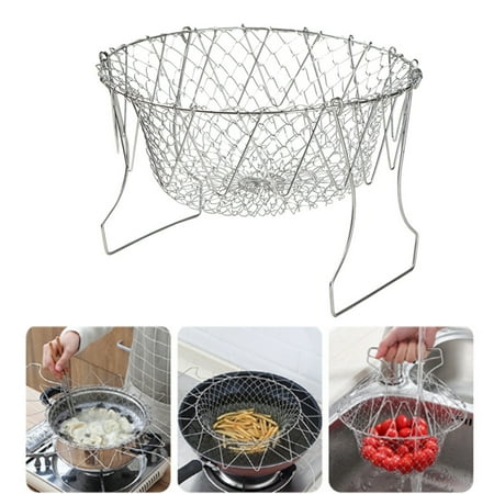 

Foldable Rinse Frying Basket Colander Sieve Mesh Strainer Kitchen Cooking Tools