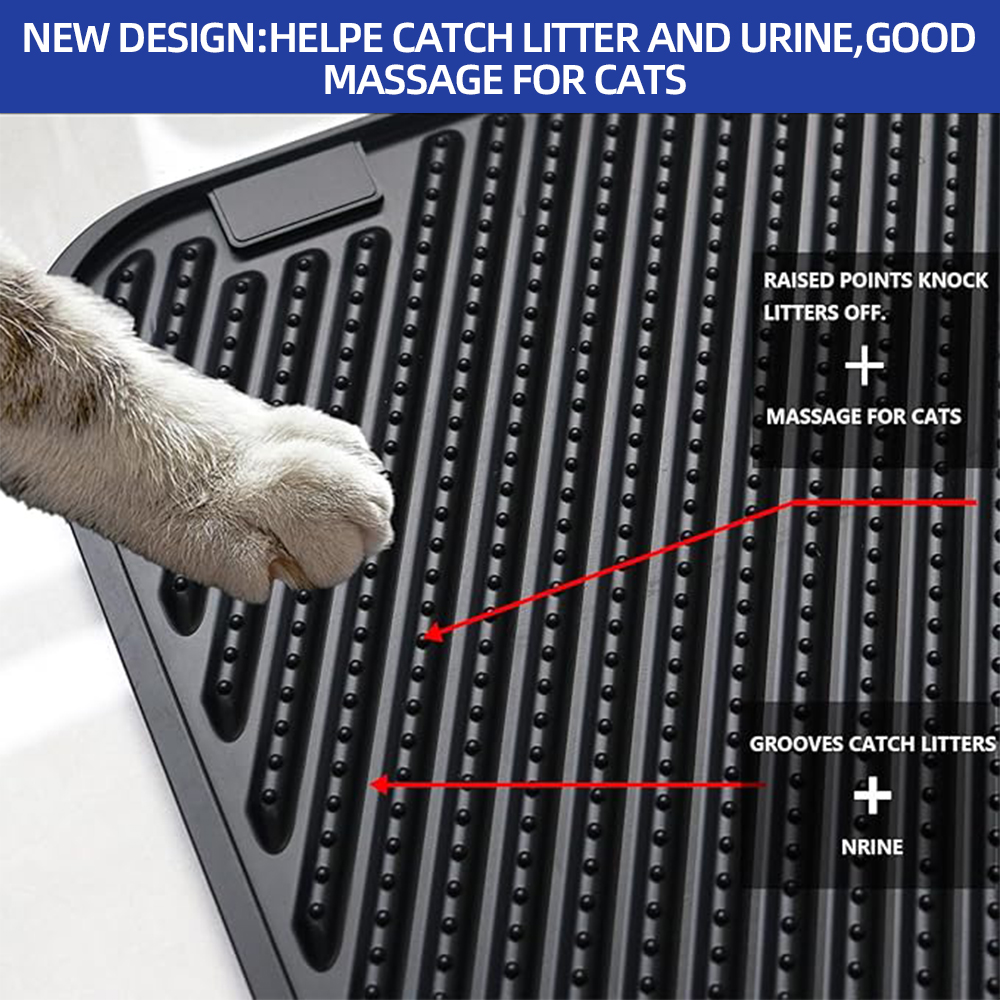 MIDOQIN Silicone Cat Litter Mat, 24x15in Waterproof Extra Large Litter Trapping Mat, Non-Slip Litter Catcher Mat