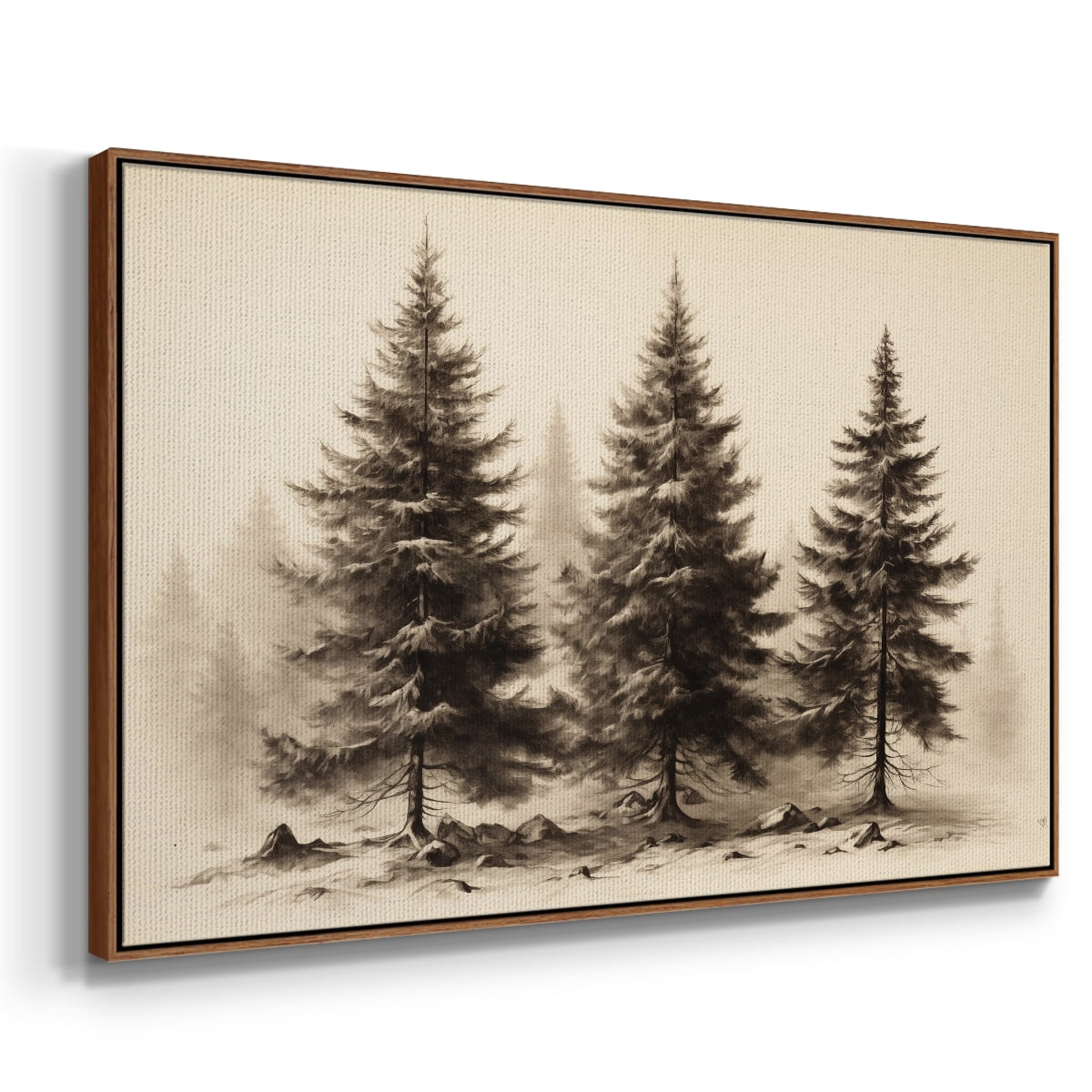 Vintage Landscape-CLXX By Wexford Home Framed in Walnut Wood Gallery Wrapped Canvas 25 in. x 37 in.