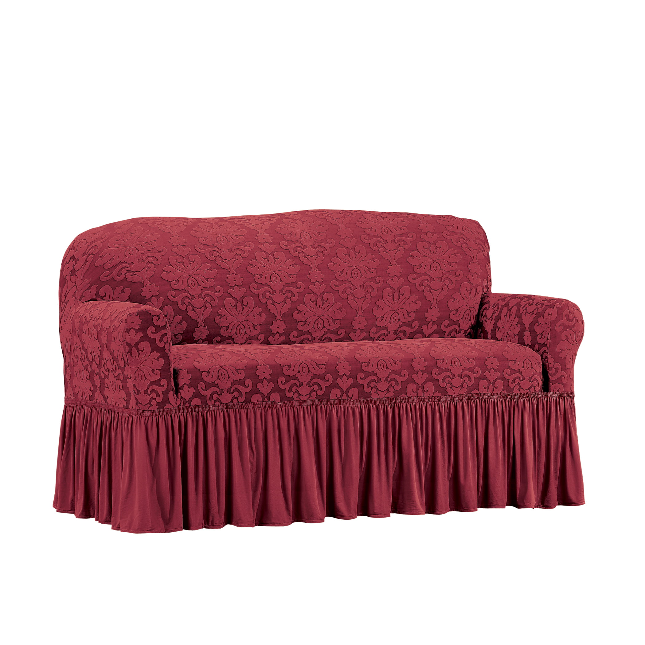 Elegant Ruffled Protective Stretch Furniture Slipcover 1Piece For Couch, Sofa, Chair