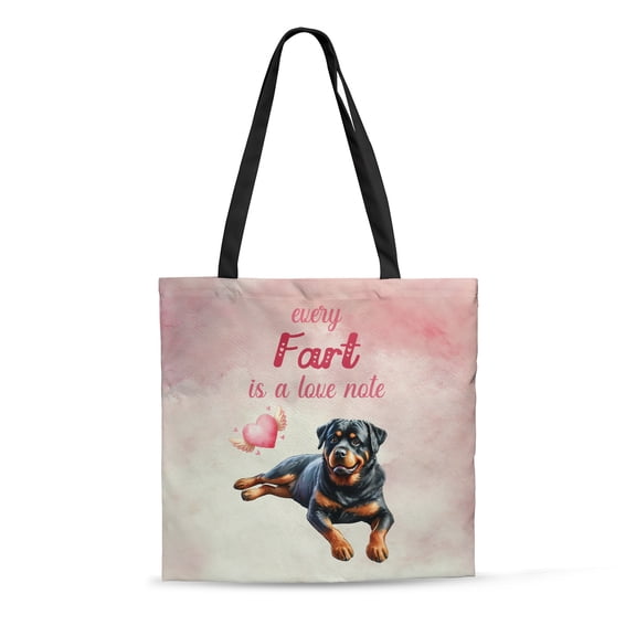 Every Fart is Love Note Rottweiler Guilty Face Happy Valentine's All Over Print 3D Canvas Tote Bag Rottie Dog Lover Gifts Idea Reusable Handbag - 01016