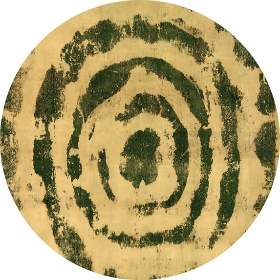 Ahgly Company Indoor Round Abstract Brown Modern Area Rugs, 6' Round