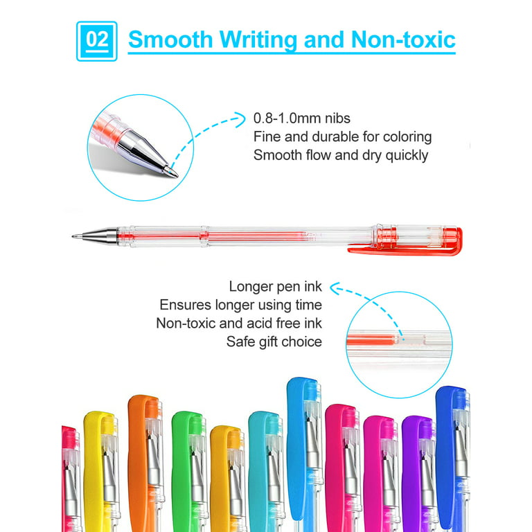 Moygann 120 Gel Pen Set, Unique Colors Art Markers Pens for Adult