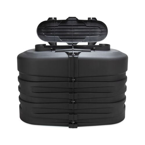 Camco Camper/RV Propane Tank Cover | Features Hinged Top Panel & Custom Molded Design | Fits (2) 20lb Tanks | Protects Propane Tanks during Travel, Camping, RV Storage and Organization | Black (50504)