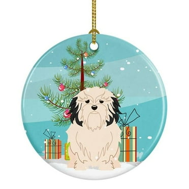 Carolines Treasures BB4144CO1 Merry Christmas Tree Lowchen Ceramic Ornament